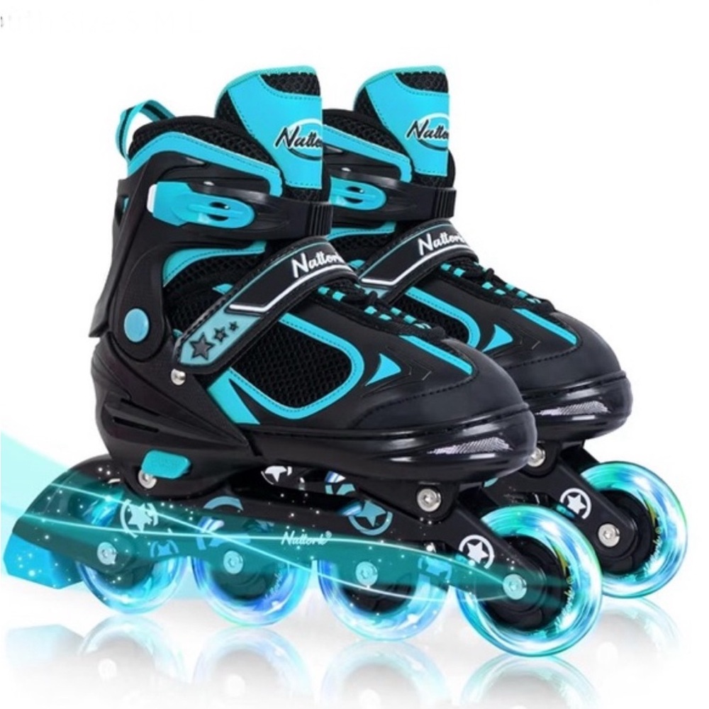 Adjustable Kids Inline Skates - Teal & Black
